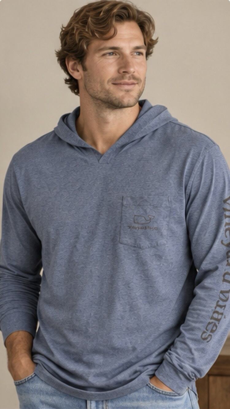 Vineyard Vines Edgartown Hoodie T-Shirt Men’s M Blue Long Sleeve Pocket